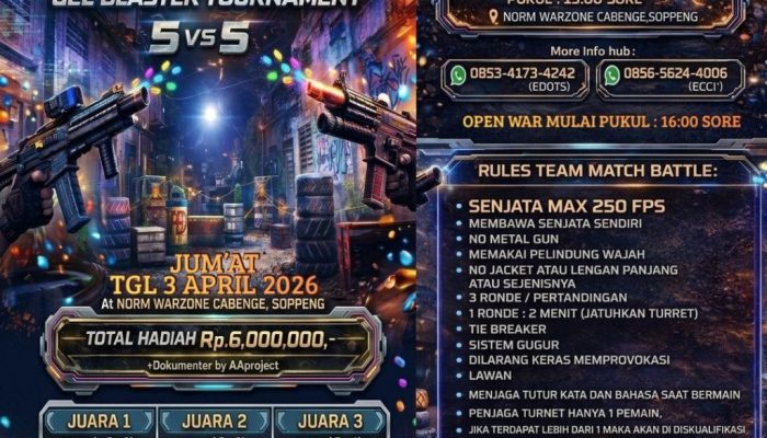 Ayo Ramaikan! Turnamen Gel Blaster 5 vs 5 FED42 x NORM Siap Digelar di Soppeng