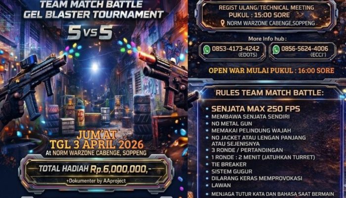 Ayo Ramaikan! Turnamen Gel Blaster 5 vs 5 FED42 x NORM Siap Digelar di Soppeng