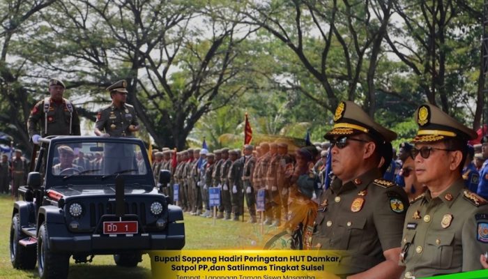 Bupati Soppeng Suwardi Haseng Hadiri HUT Damkar–Satpol PP, Tegaskan Komitmen Perkuat Kesiapsiagaan dan Pelayanan Publik
